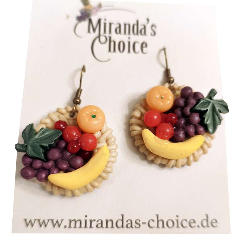 vintage ohrringe OBST und Rattan