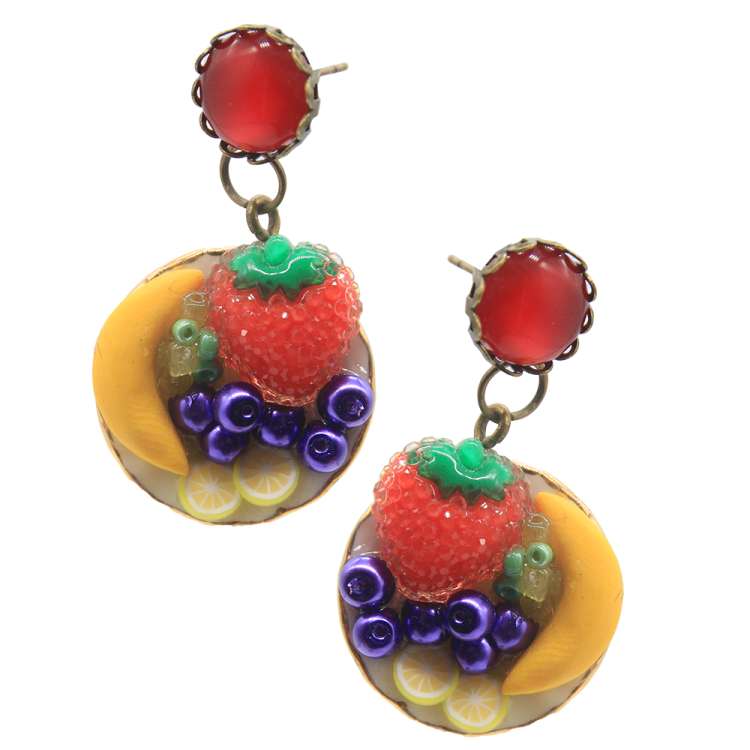 Fruit plate - earrings with plate and fruits in Carmen Miranda style