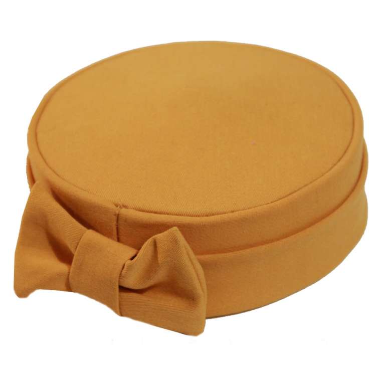 Vintage style pillbox hat in mustard yellow with gathers