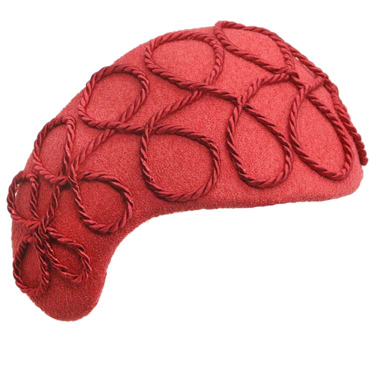 Large red vintage style facsinator in kidney shape with cord