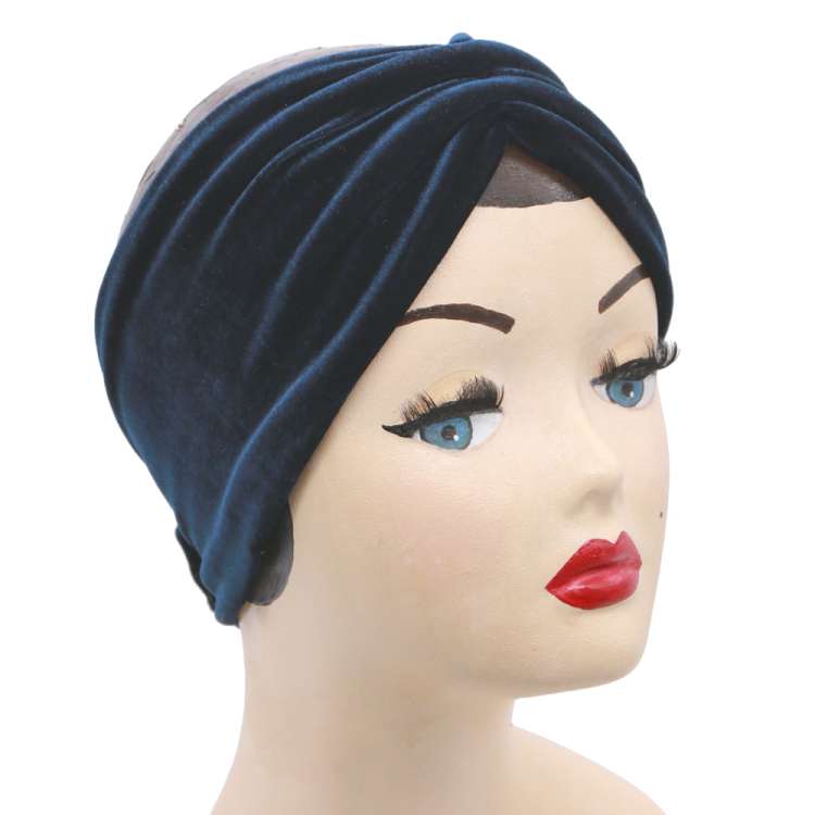 Ohrenwärmer dunkelblau Wolle Vintage