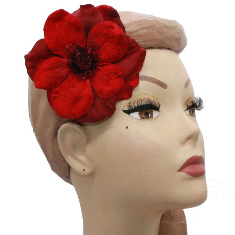 red velvet hair flower