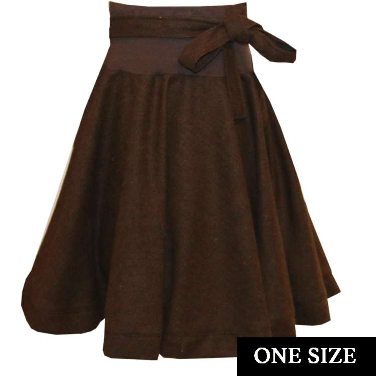 Tellerrock mit Fischgraet Muster in Dunkelbraun