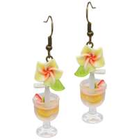 Earrings with lemonade glasses and melon slices