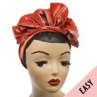 Rust red velvet EASY Turban - pre-tied, with velcro - Kopie