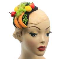 Bunter Fascinator/ kleiner Half Hat mit Früchten