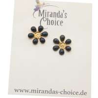 Schwarze Blüten aus Emaille - Ohrstecker im Vintage Stil
