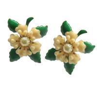 Gelbe Blüten aus Emaille - Ohrstecker im Vintage Stil