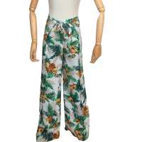 Airy wrap pants with exotic flowers (S-L)