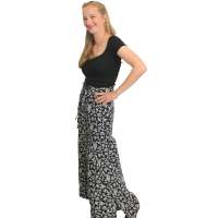 Schwarz weiße Wickelhose mit Blumen (S-L)