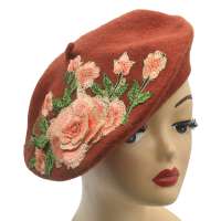 beret lace flowers in brown