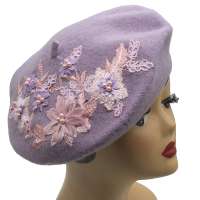 beret lace flowers in lilac