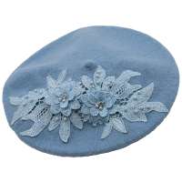 Beret in lightblue with lace