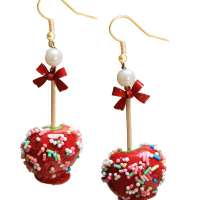 Earrings with candy apple