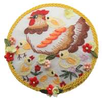 Fascinator embroidered with chicken and chick