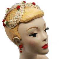Wool Felt Half Halo Crown  with Vintage Brass Detail Leopard Print Leona Weddings Accessories Hair Accessories Fascinators & Mini Hats 