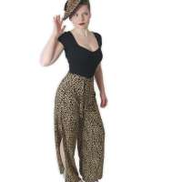 Airy wrap pants with leopard pattern (S-L)