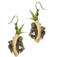 Earrings with sloth and bamboo stick